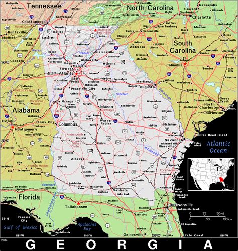 MAP Georgia and South Carolina Map